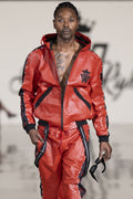 Red Leather Ostrich Tracksuit